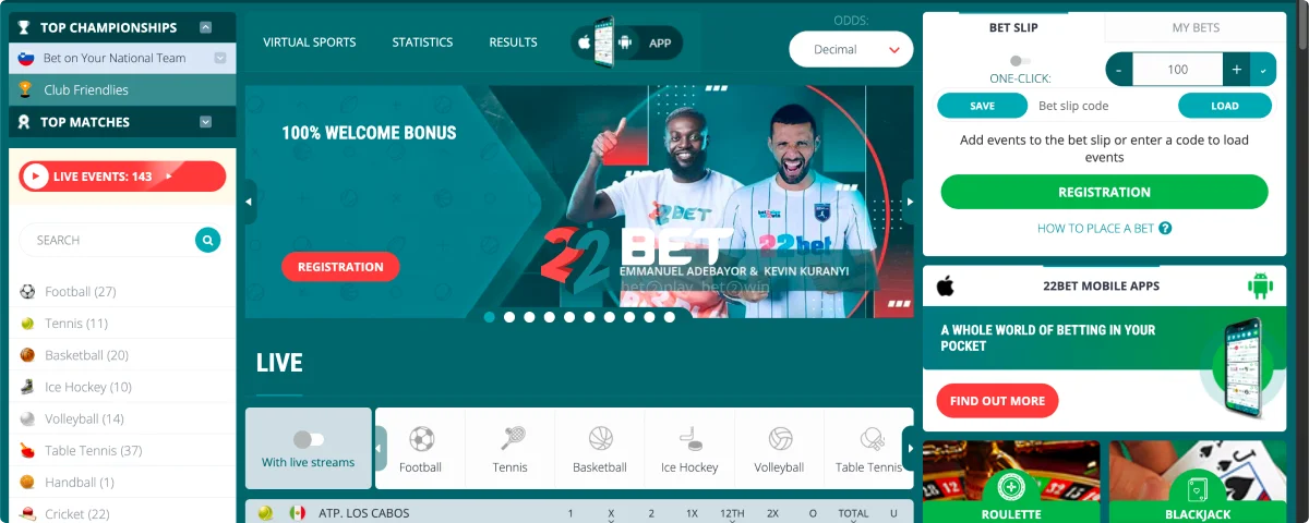 22Bet Priljubljeni igralni avtomati